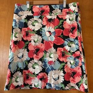 Talbots Floral Print A-Line Skirt Colorful Spring Summer Casual Women Petite 14P